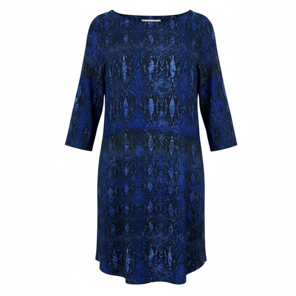 Cupcakes & Cashmere Beach Cover Up Shift Dress Size Medium Blue Snakeskin Cutout